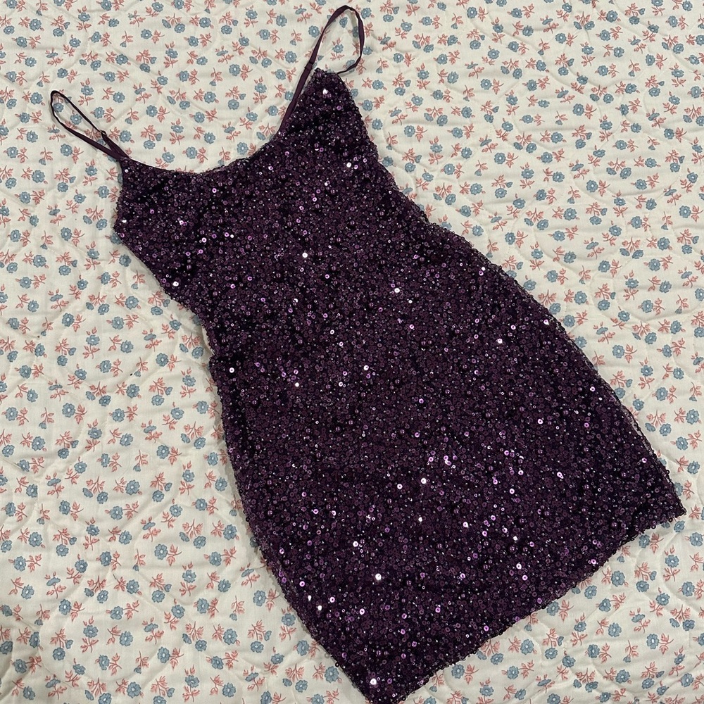 Oh Polly Purple Sequin Mini Dress - Picture 3 of 8